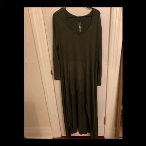 Green High Low long sleeve hooded shirt